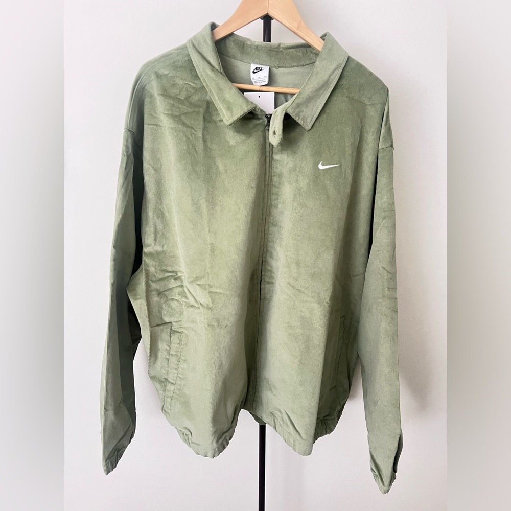 Nike Life Harrington Corduroy Full Zip Jacket Men XXL Oil Green White DX9070-270